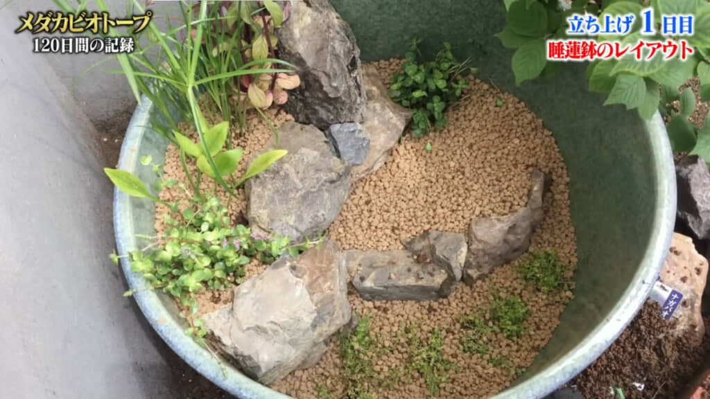 土留め用の石を使って三層構造に