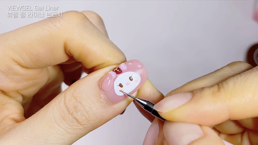 マイメロディの立体的な耳を表現