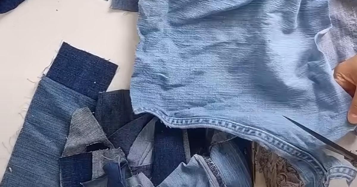 捨てるの待って！ デニムの切れ端→縫い合わせていくと……「これは 