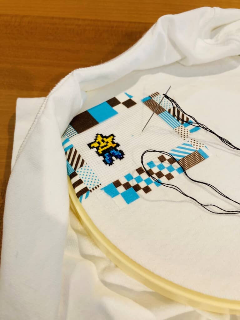 ステッチを始めたところ