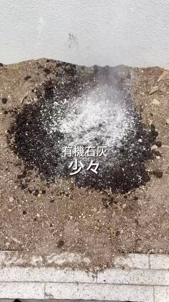 肥料を加えて混ぜ……