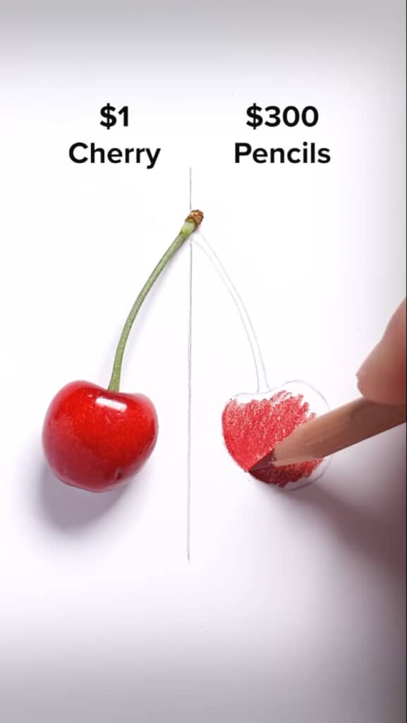 本物とプロが描いたさくらんぼ