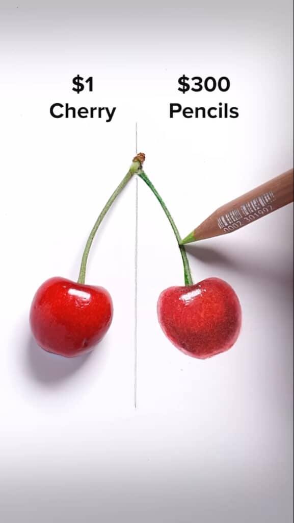 本物とプロが描いたさくらんぼ