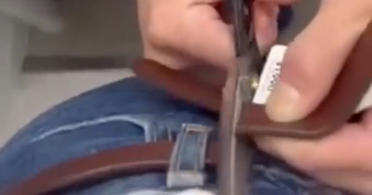 妻に“ベルトの長さ調節”を頼まれた夫→ハサミでちょきんとすると……「あ、やべっ」　まさかの“うっかりミス”が220万再生（1/2） | ライフスタイル ねとらぼ