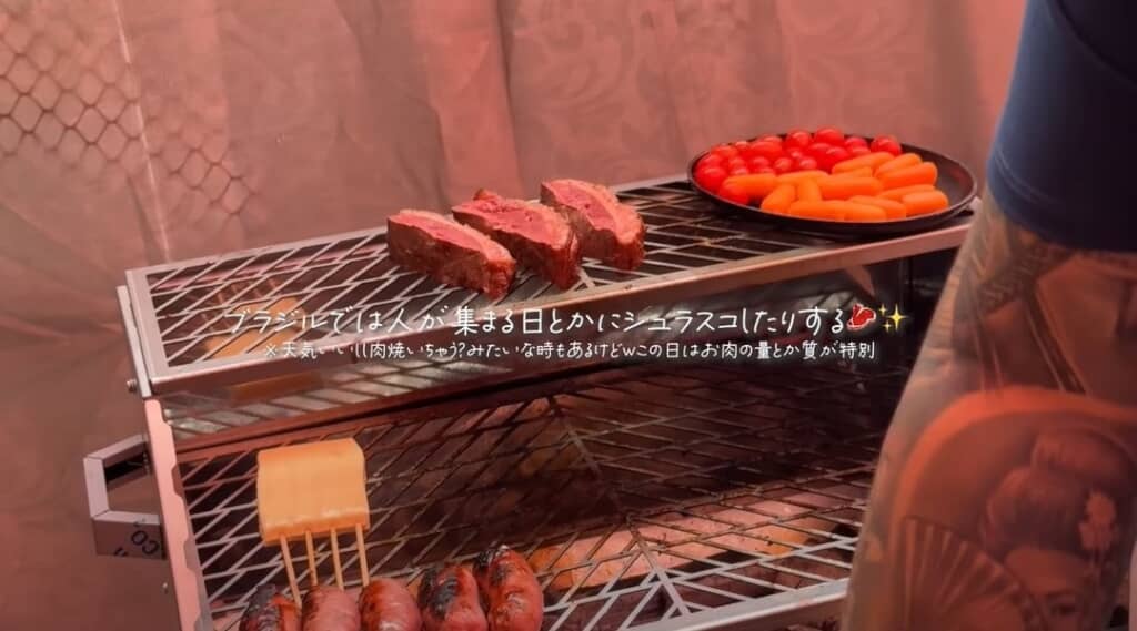 シュラスコでもてなしてくれました