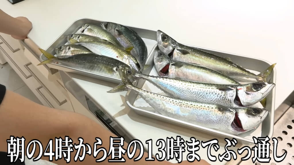 長時間の釣りでお疲れの様子