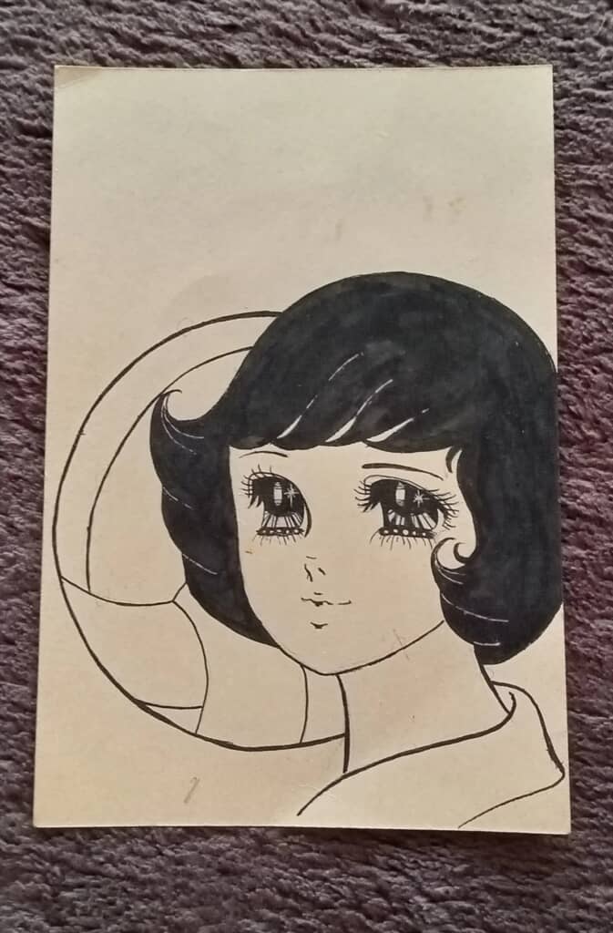 55年前のはがきに当時の小学生が描いた『アタックNo.1』の主人公・鮎原こずえのイラスト