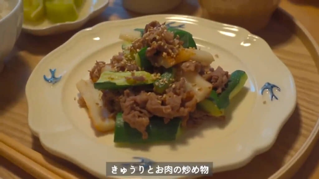 きゅうりとお肉の炒め物