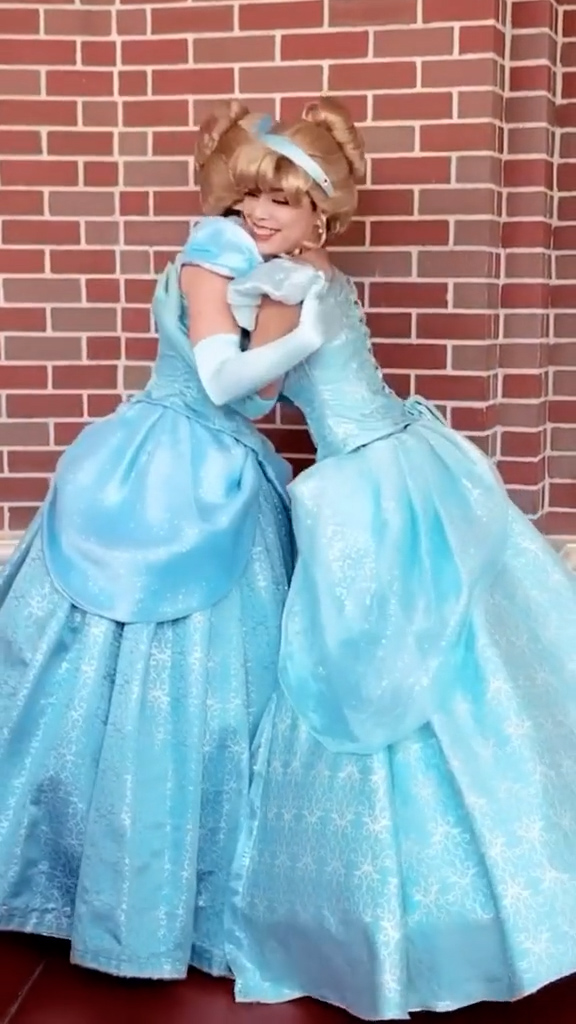 シンデレラからのハグされる幸せな瞬間