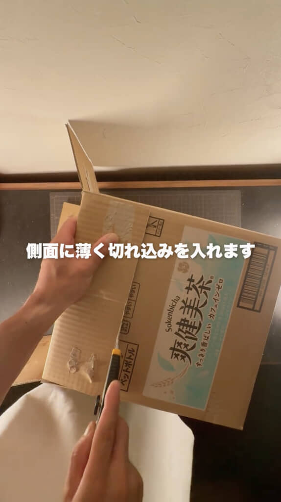 浅く切って折り目を作ります