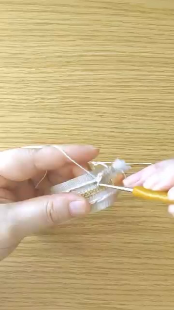 バックステッチしたところに細編み