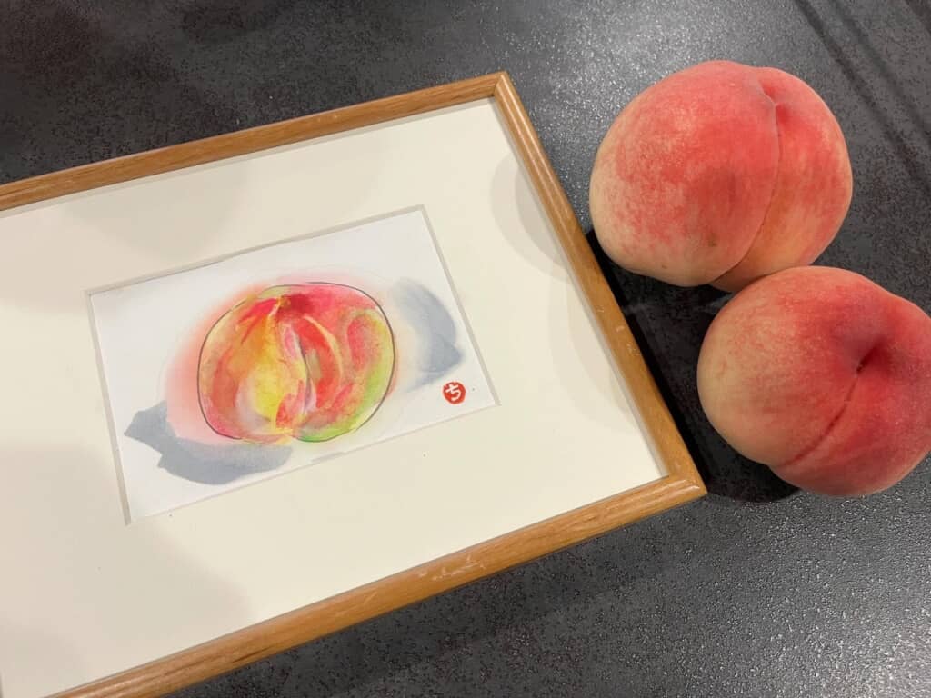 おじいちゃん先生から贈られた桃の絵