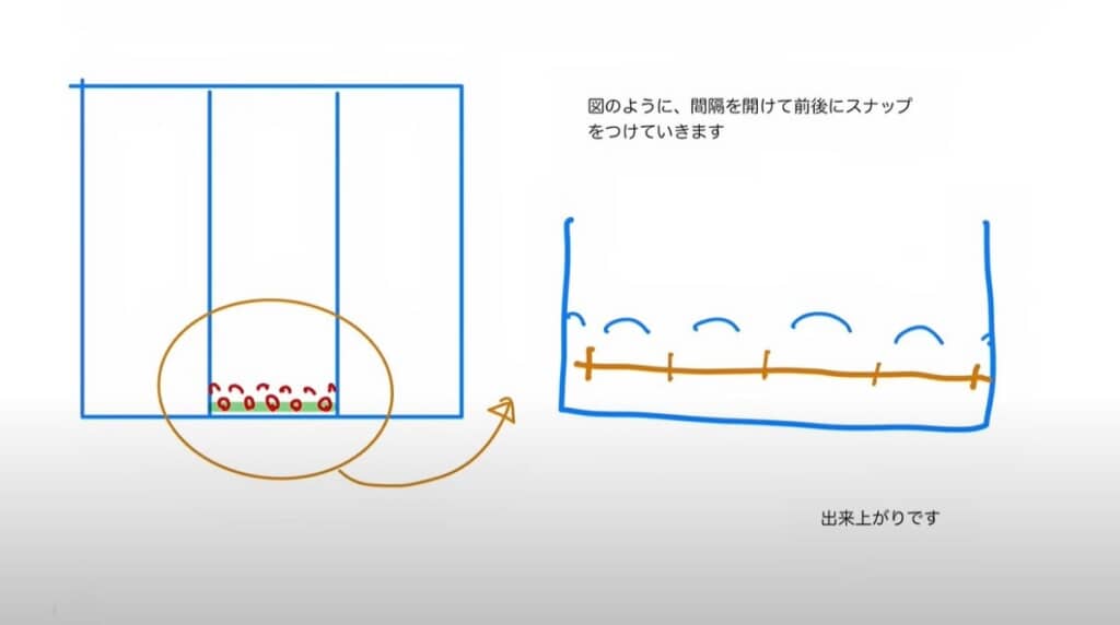 接着芯を貼った部分にスナップボタンを付けます