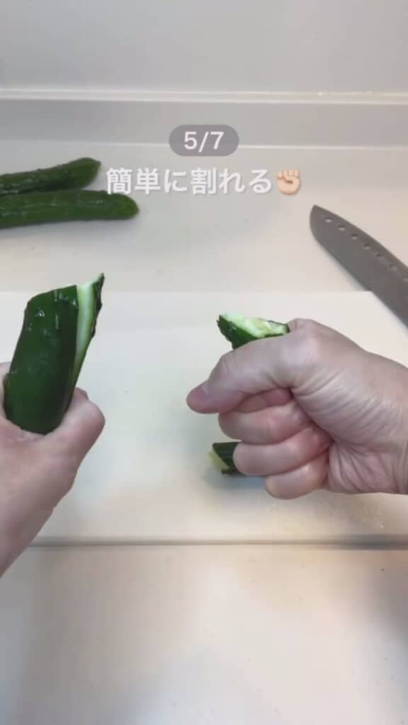 簡単に割れて叩ききゅうりに！