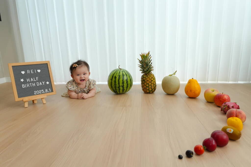 フルーツで成長過程を表現！