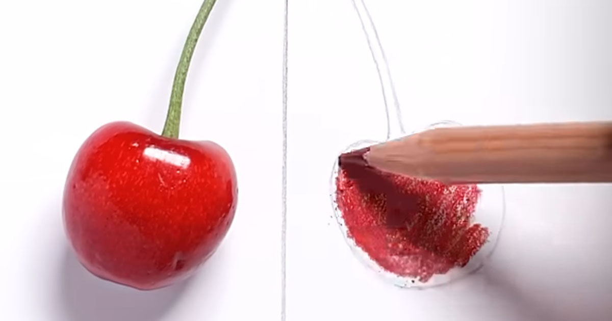 ←本物のさくらんぼ プロが描いたさくらんぼ→ 比較してみると……「これ