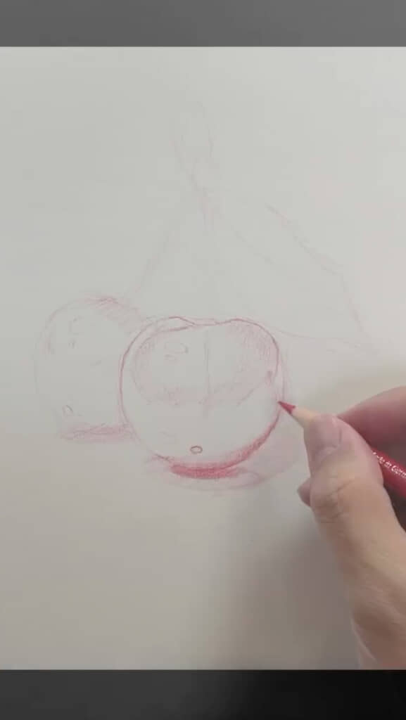 赤で輪郭を取る