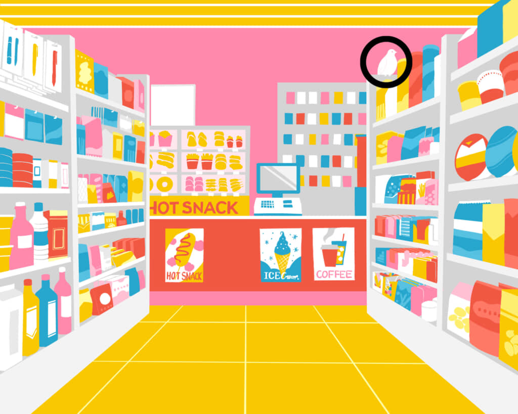 「鳥」が隠れているコンビニ