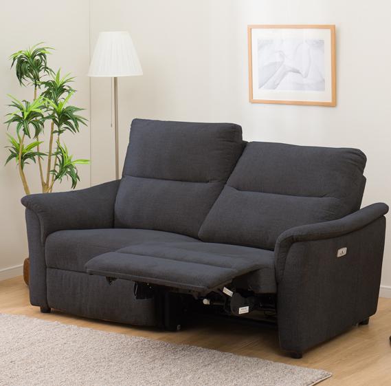 電動布張りリクライニングソファKK6133　2人掛け