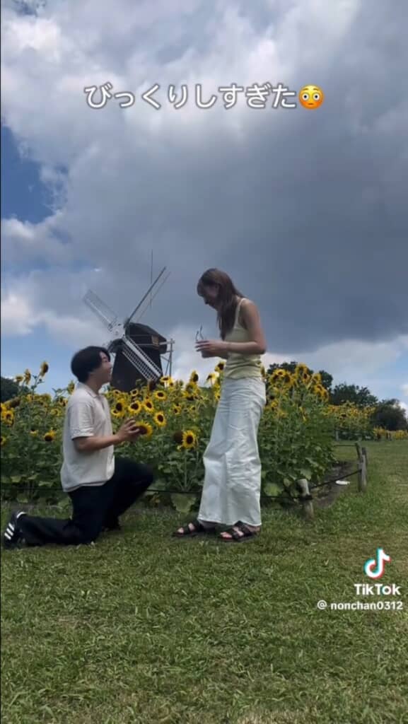 ひまわり畑でサプライズ