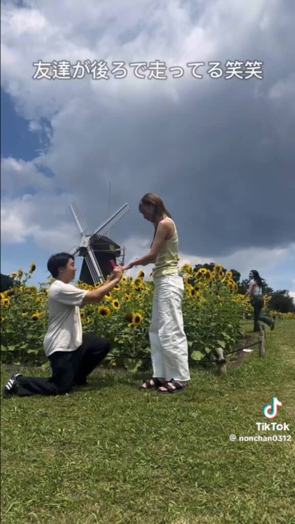 ひまわり畑でサプライズ