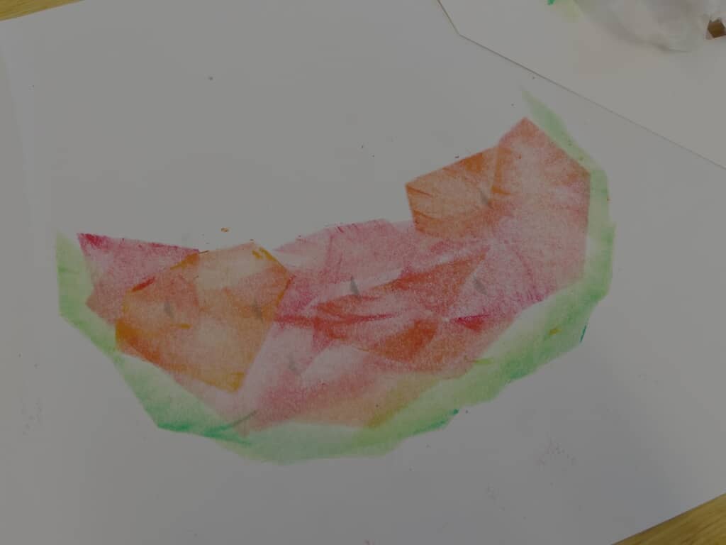 独特なタッチのスイカの絵