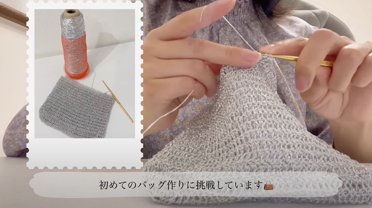 キラキラのラメ糸、2週間コツコツ編んでいくと……　「夏にピッタリ」普段着がパッと華やぐ完成品に感動（1/3） | ライフスタイル ねとらぼ