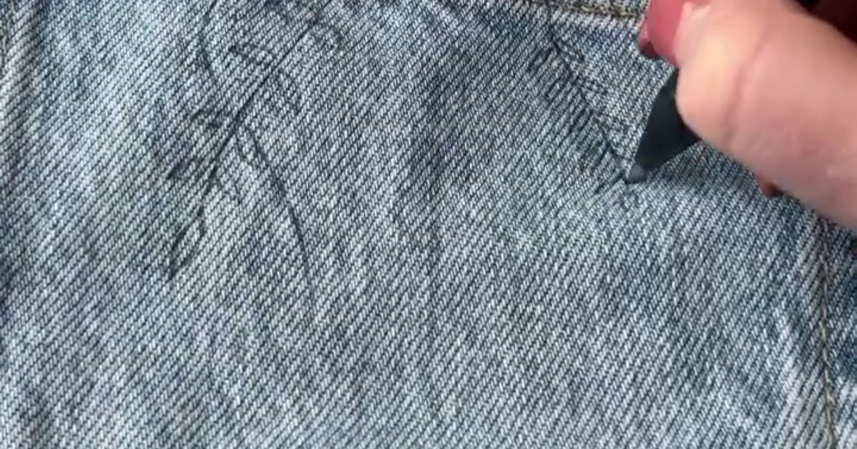 ジーンズにペンで下書きをして、いろんな色の糸で刺しゅうすると……　「普通じゃない」　毎日履きたくなる完成品が74万再生（1/2） | ライフスタイル ねとらぼ