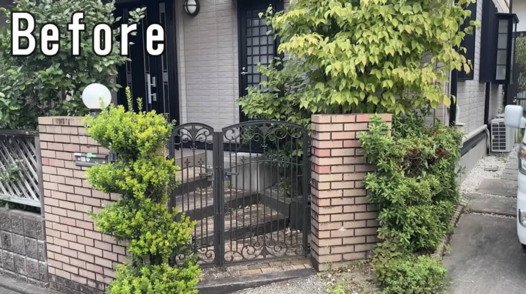 管理が大変な門柱周辺の植物
