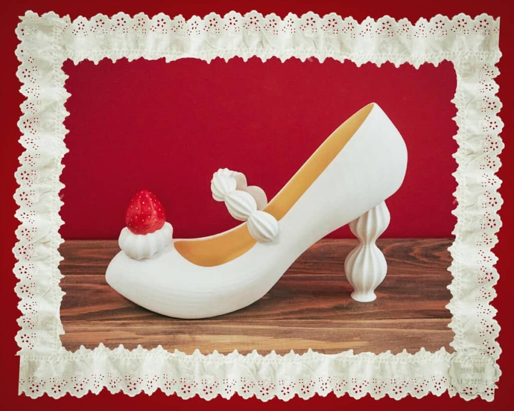 3Dプリンターで作ったショートケーキの靴