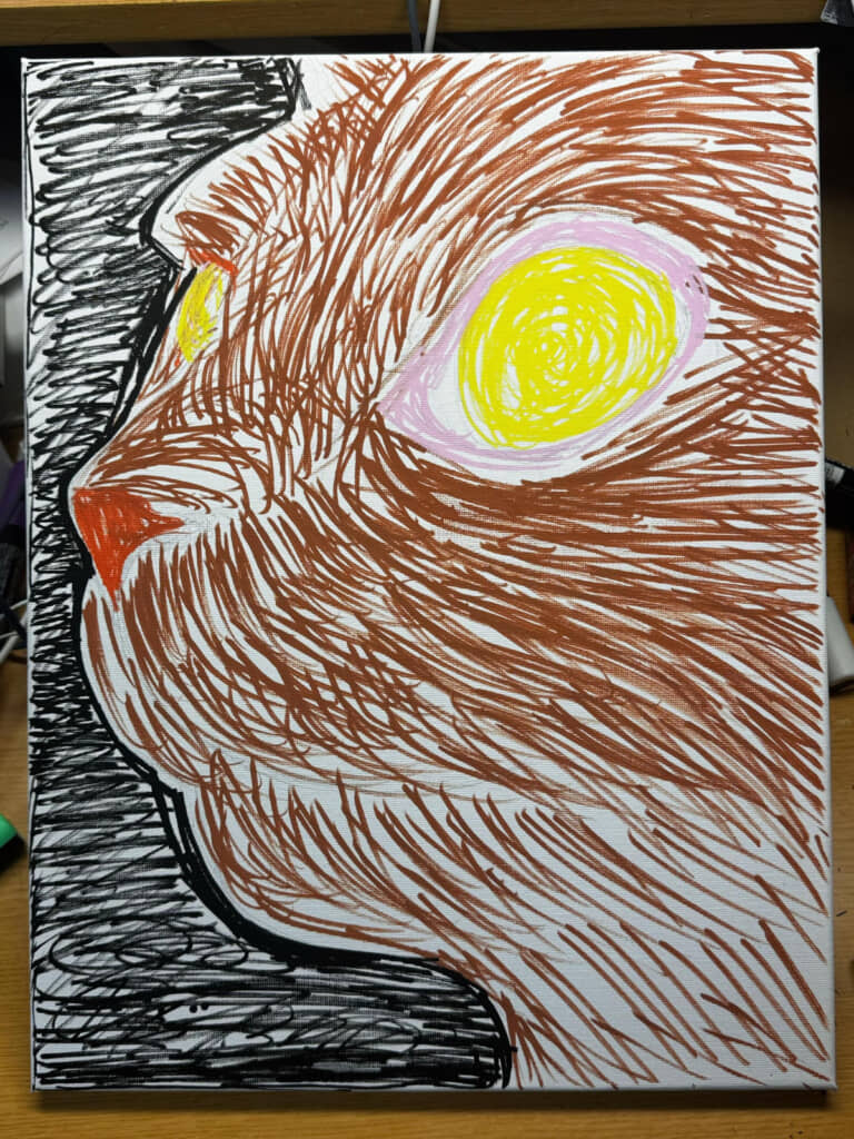 メイキング2枚目。別の色のポスカでパーツを塗り分けています