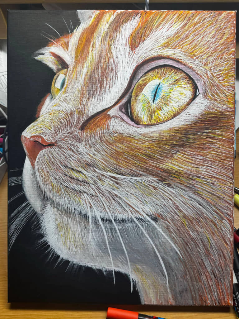 5枚目で突然超リアルなネコの絵が出現！　完成までの間になにがあった……!?