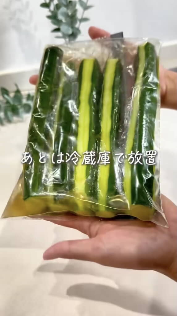 袋の空気を抜いて冷蔵庫で一晩漬ける