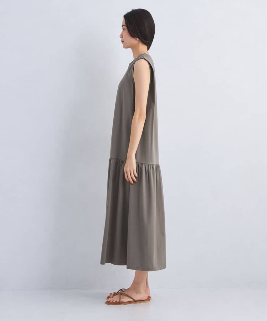 シンプルリフトワンピース UVカット 抗菌 ノースリーブ ティアードワンピース UNITED ARROWS green label relaxing｜[size SHORT/TALLあり