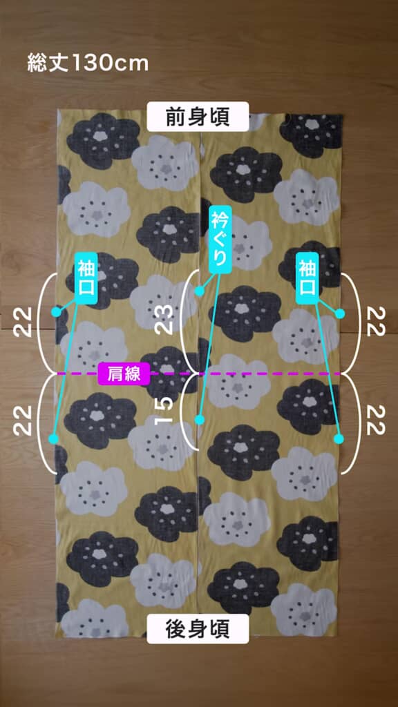 手ぬぐいトップス・合印の場所