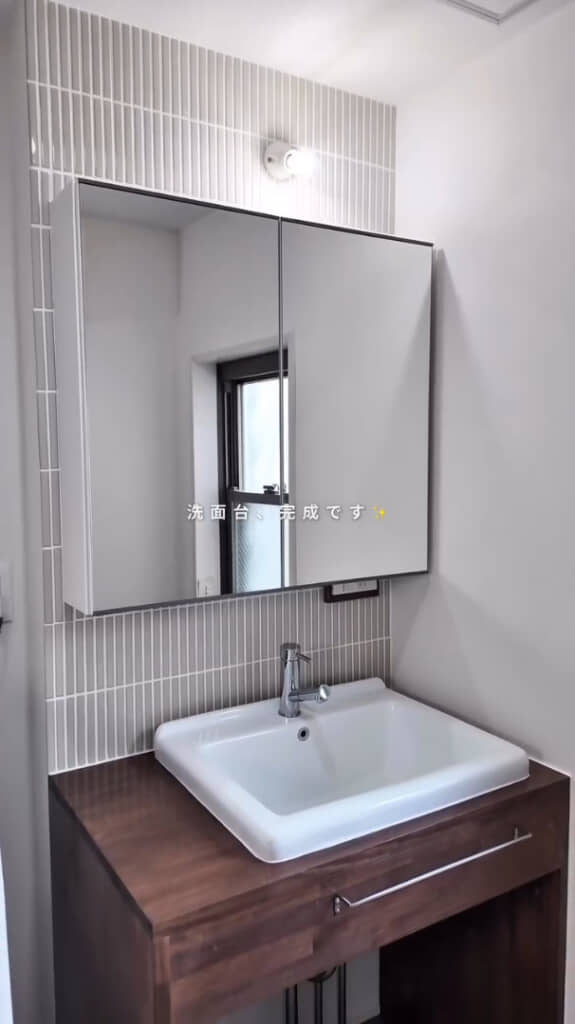 手作りの洗面台が完成（アフター）