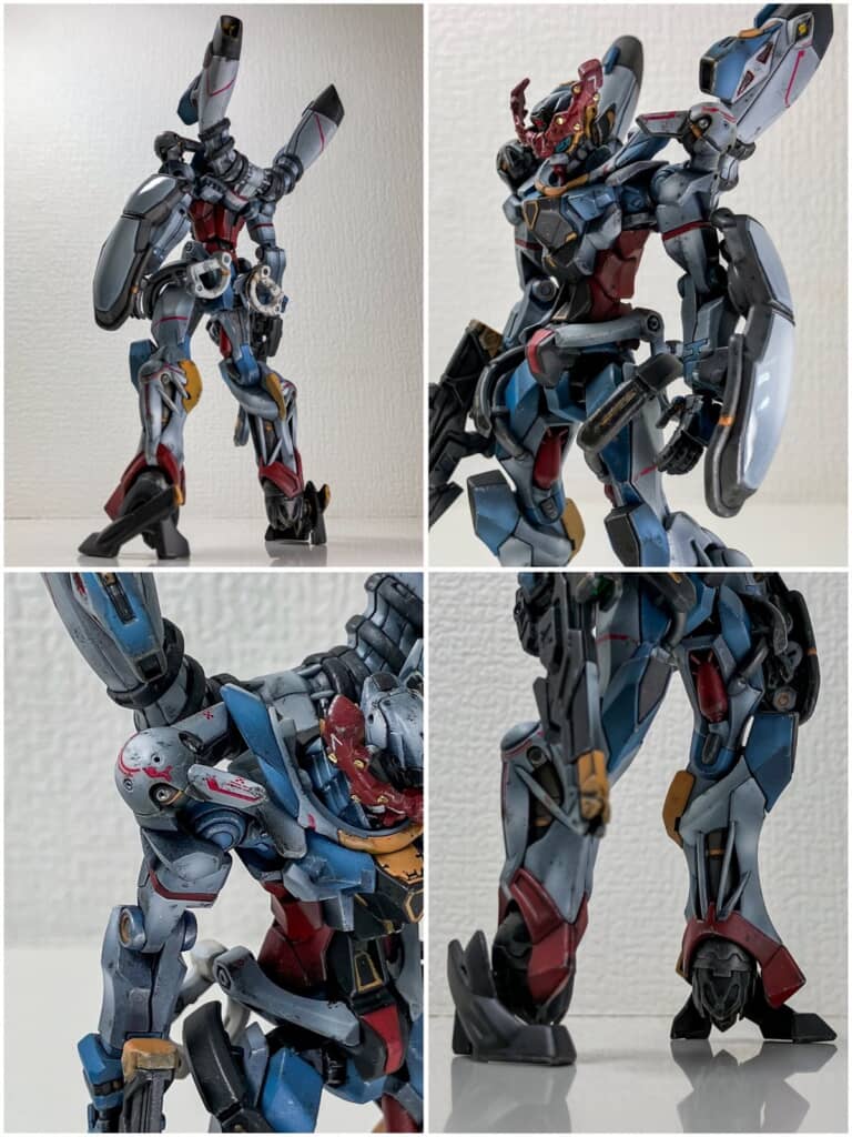 塗装したジークアクスの各部のアップ写真