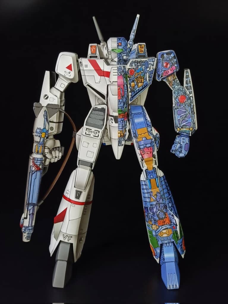 透視図風イラスト塗りのPLAMAX VF-1J バトロイドバルキリー