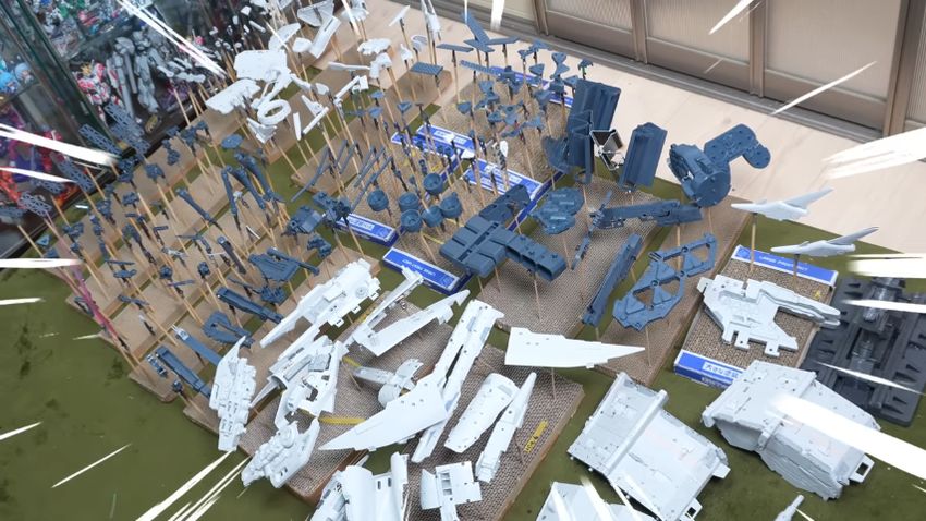 乾燥中のパーツで埋め尽くされた床