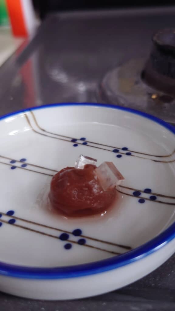 梅干しに煌めく塩の結晶