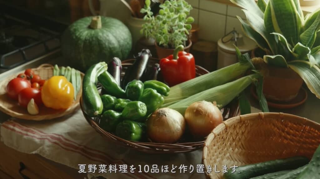 夏野菜料理を10品作ります