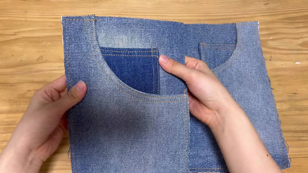 ジーンズリメイクのバッグを作る・ポケット作り