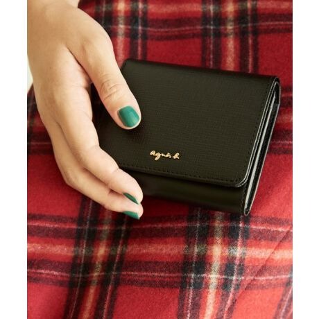優誠Mam★ 専用　agnis b. 黒 赤 二つ折り財布 agnes b アニエスベ 2つ折り財布 がま口 EW04-01 ブラック
