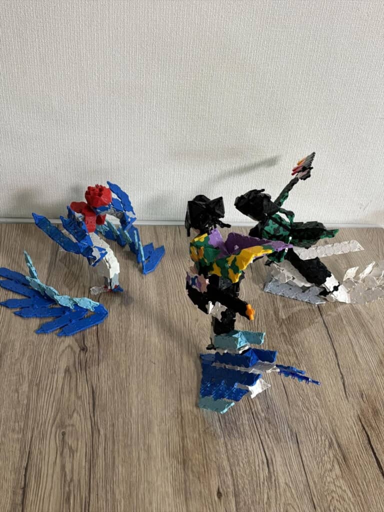 息子がLaQで再現した「鬼滅の刃」竈門炭治郎＆冨岡義勇と猗窩座の決戦シーン