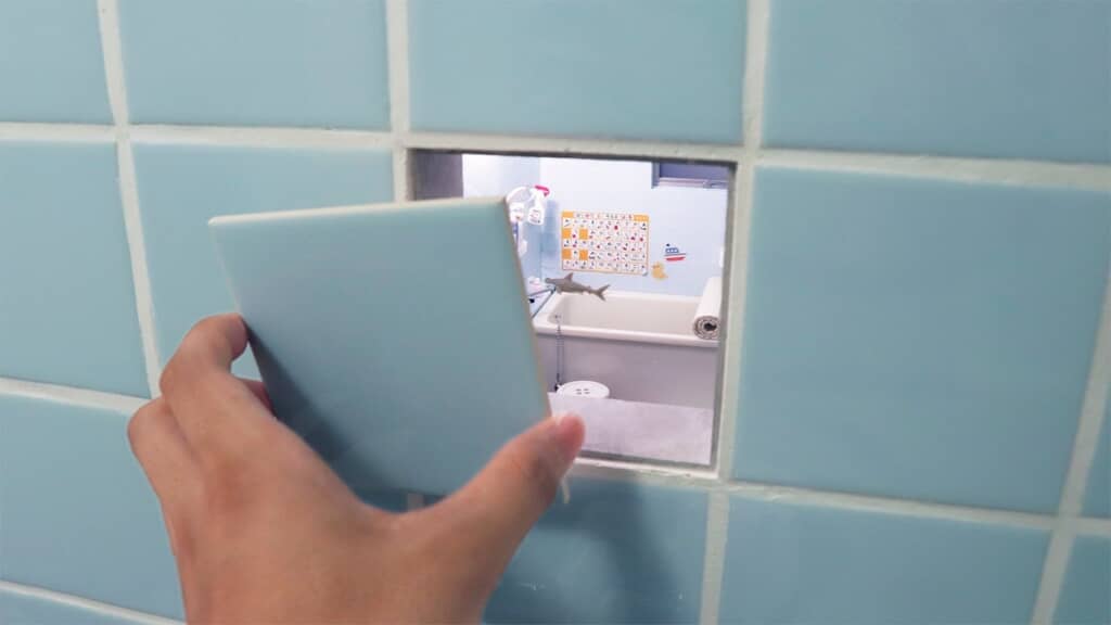 タイルの中にある「こびとのお風呂」