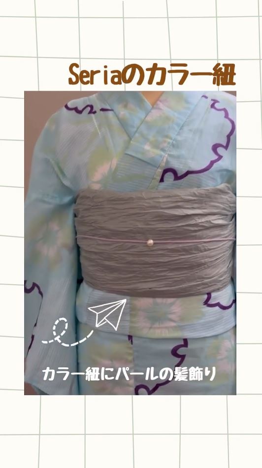 セリアのカラーひも＋パールの髪飾り
