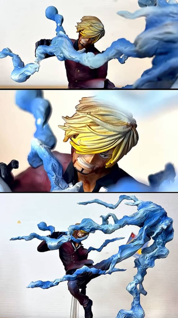 青白い炎のエフェクトを追加したサンジのフィギュア