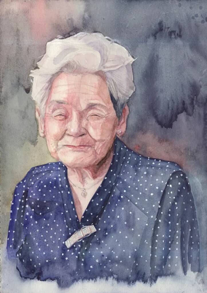 橋さんの祖母を描いた水彩画