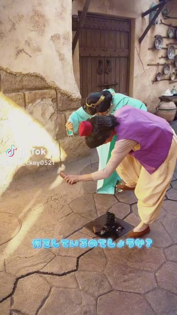 ピタッと固まったアラジンとジャスミン