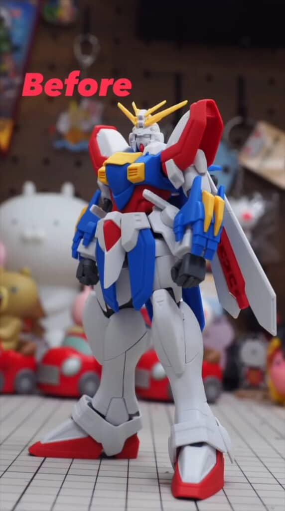 「機動武闘伝Gガンダム」ゴッドガンダムのガンプラをアニメ風に塗装したビフォーアフター